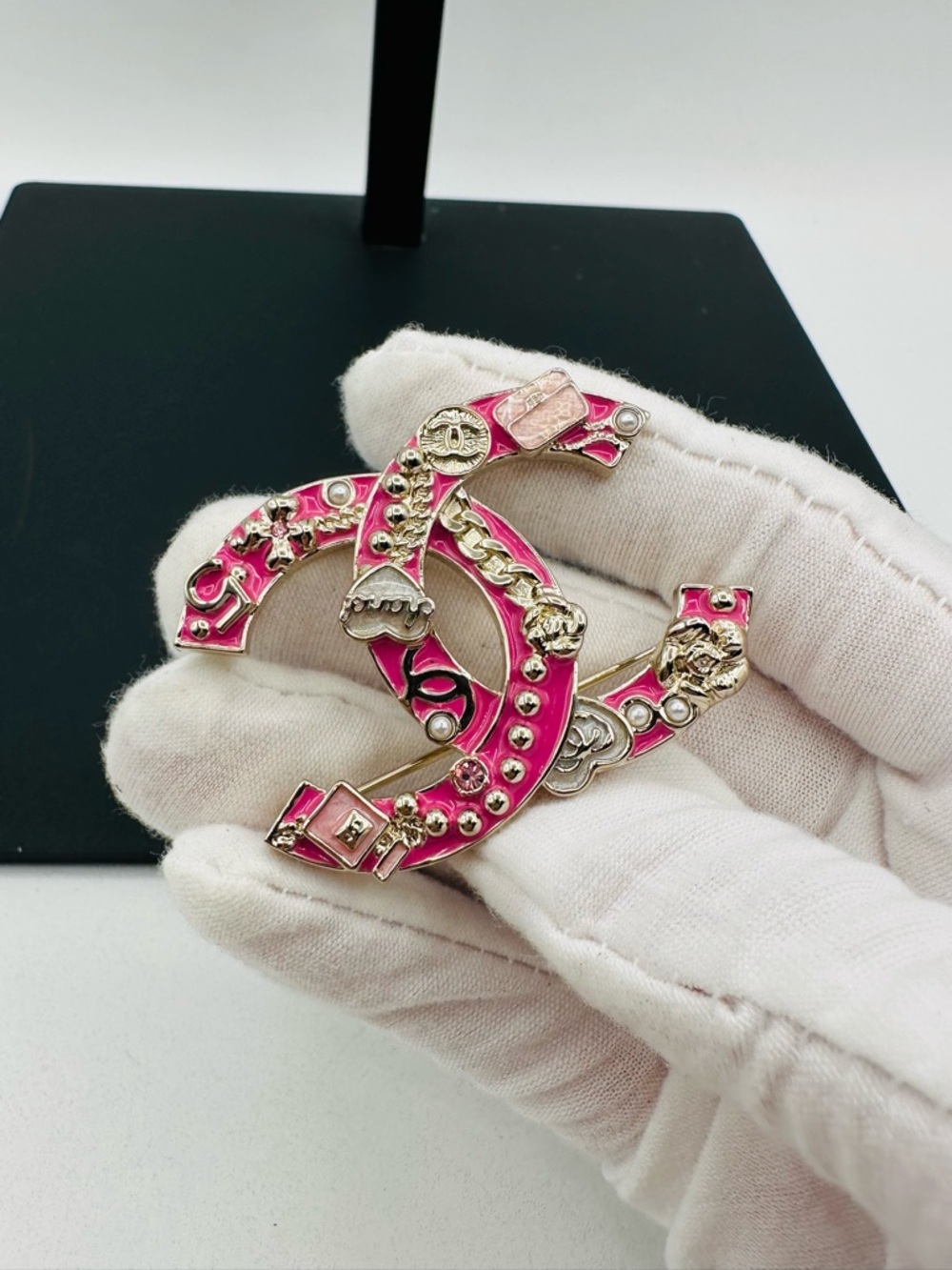 Chanel Enamel Pink Brooch Vintage